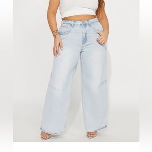 Fashion nova curve light wide leg jeans